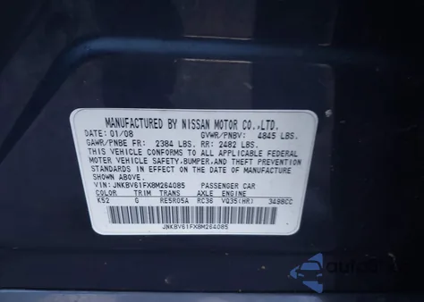 2008 Infiniti G35X from USA, damaged, VIN JNKBV61FX8M264085